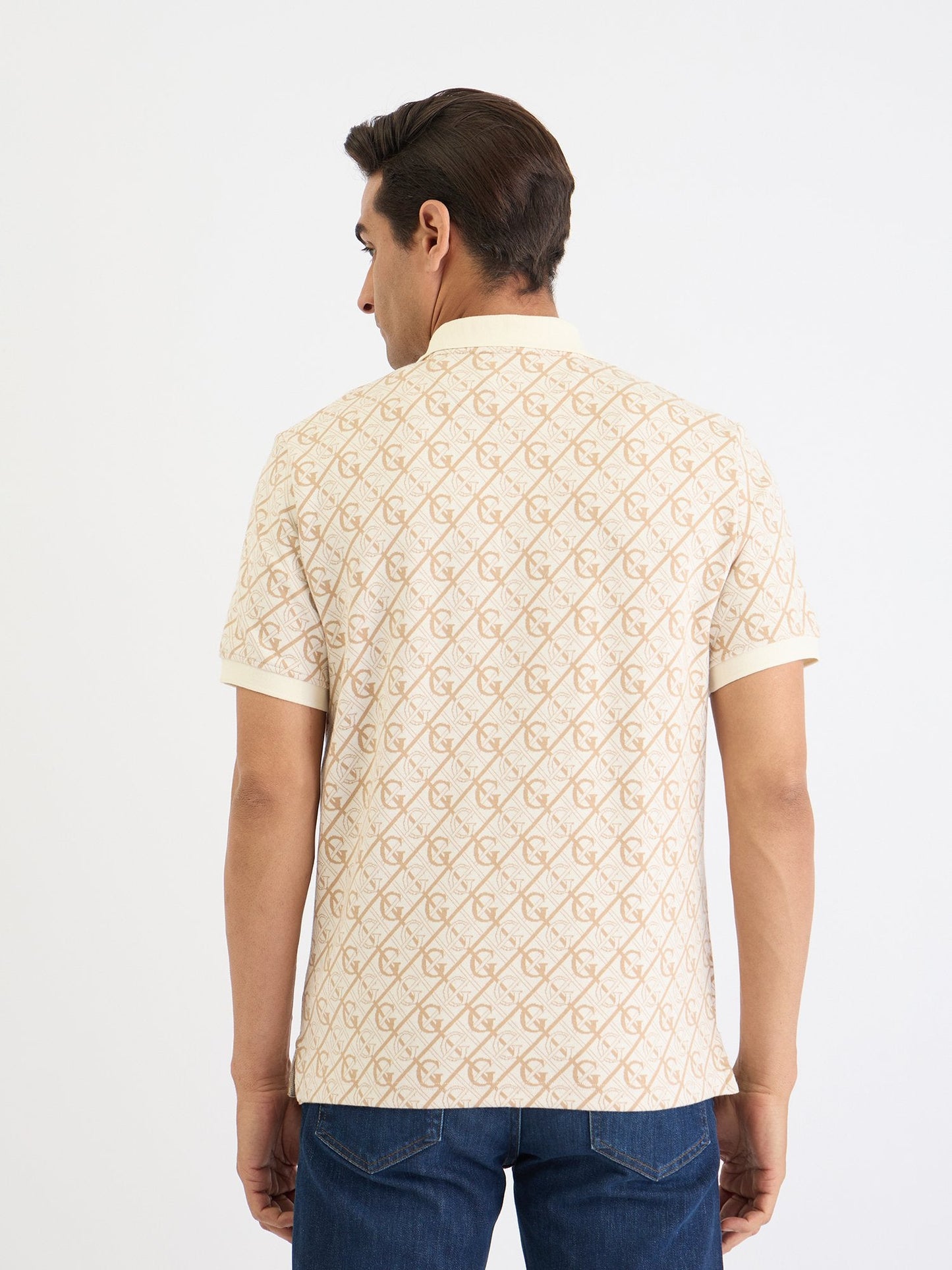 Gant Men Cream Printed Polo Tshirt