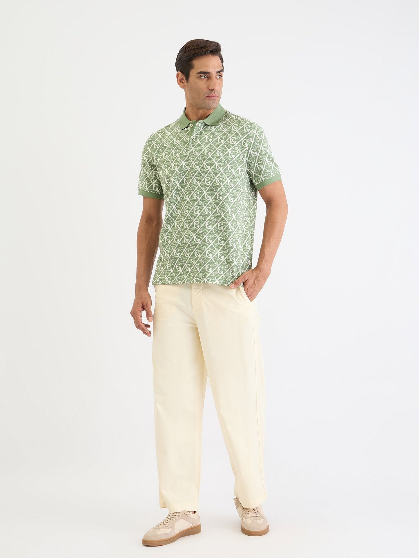 Gant Men Green Printed Polo Tshirt