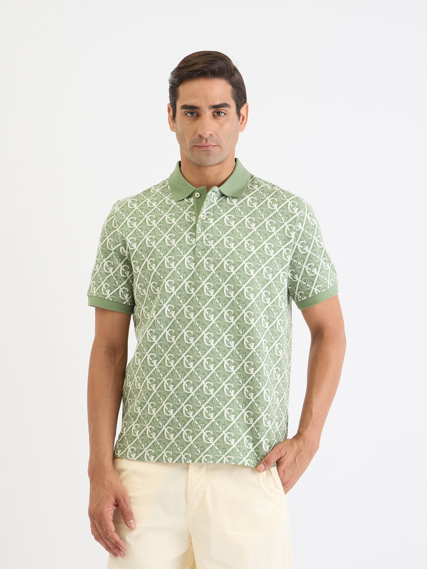 Gant Men Green Printed Polo Tshirt