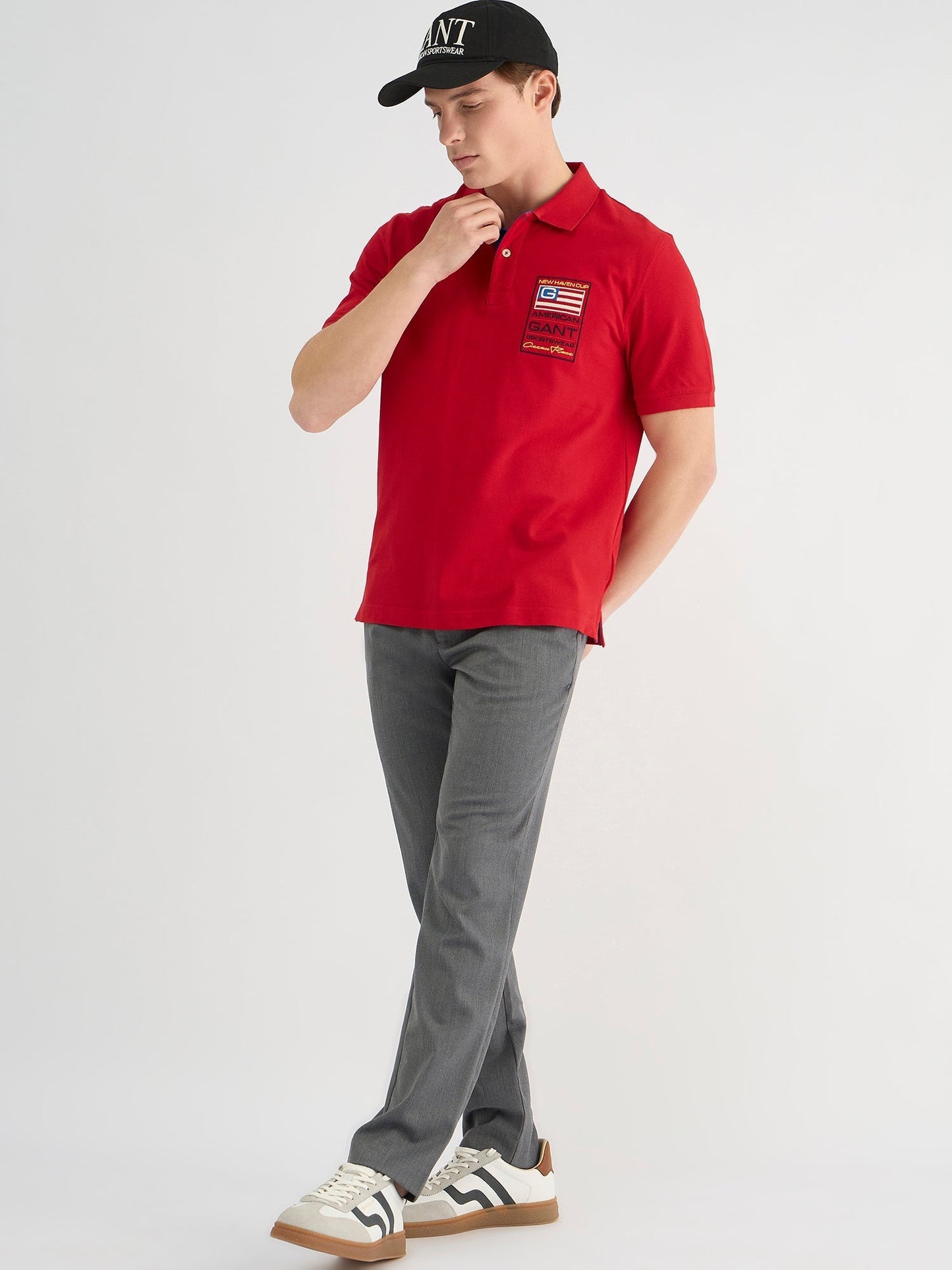 Gant Men Red Regular Fit Solid Polo Tshirt
