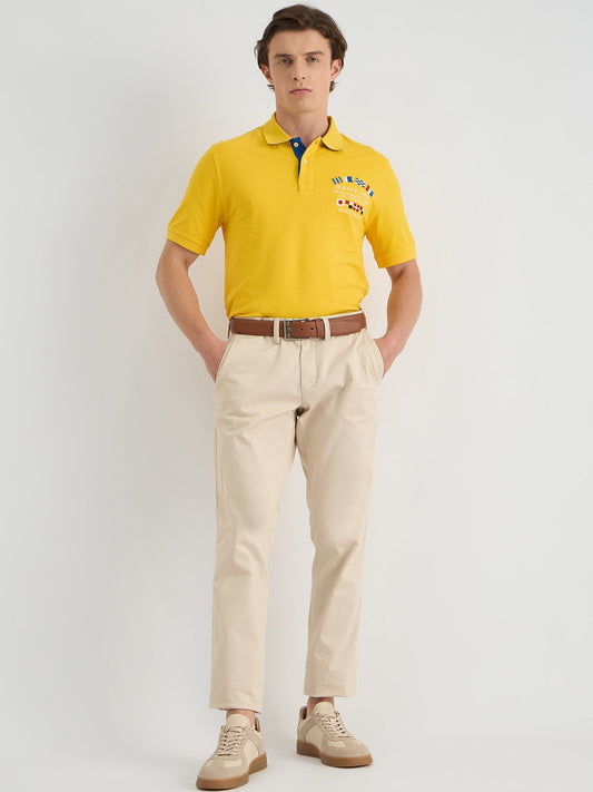 Gant Men Yellow Regular Fit Solid Polo Tshirt