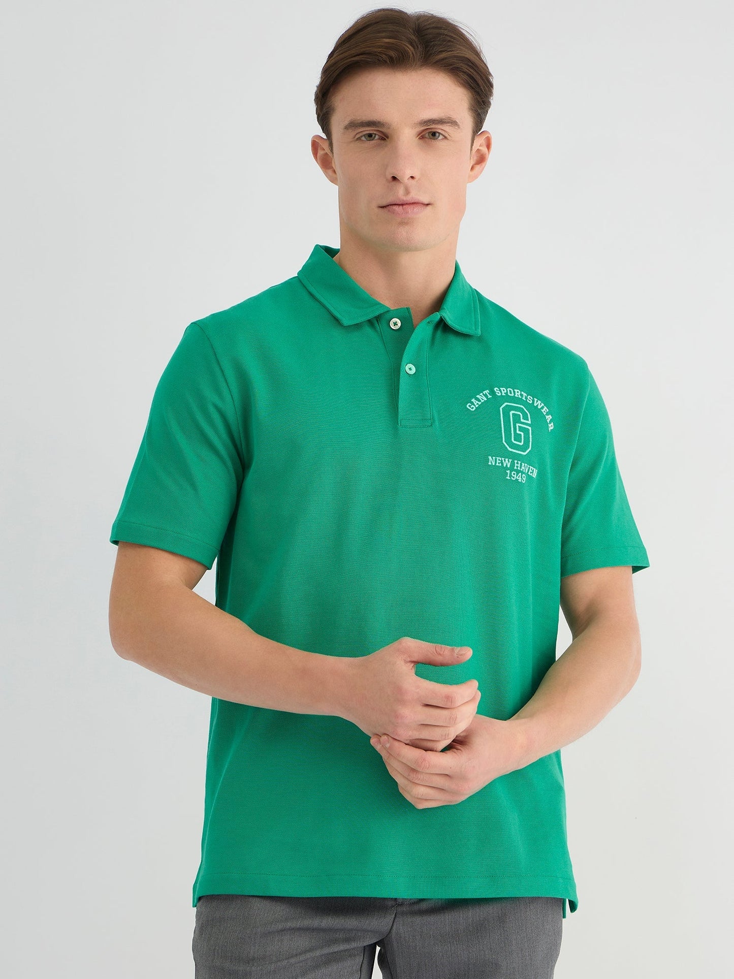 Gant Men Green Regular Fit Solid Polo Tshirt