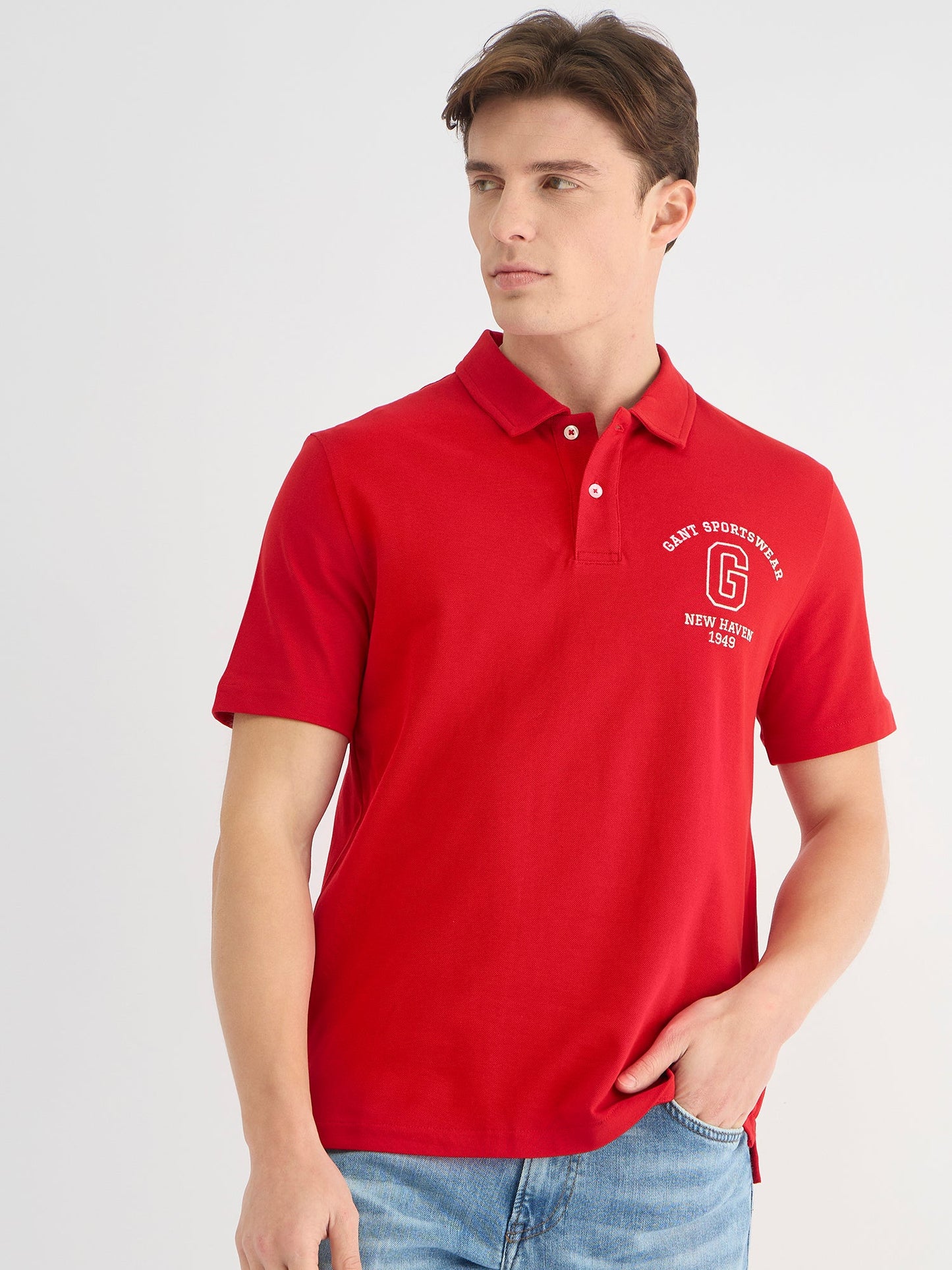 Gant Men Red Regular Fit Solid Polo Tshirt