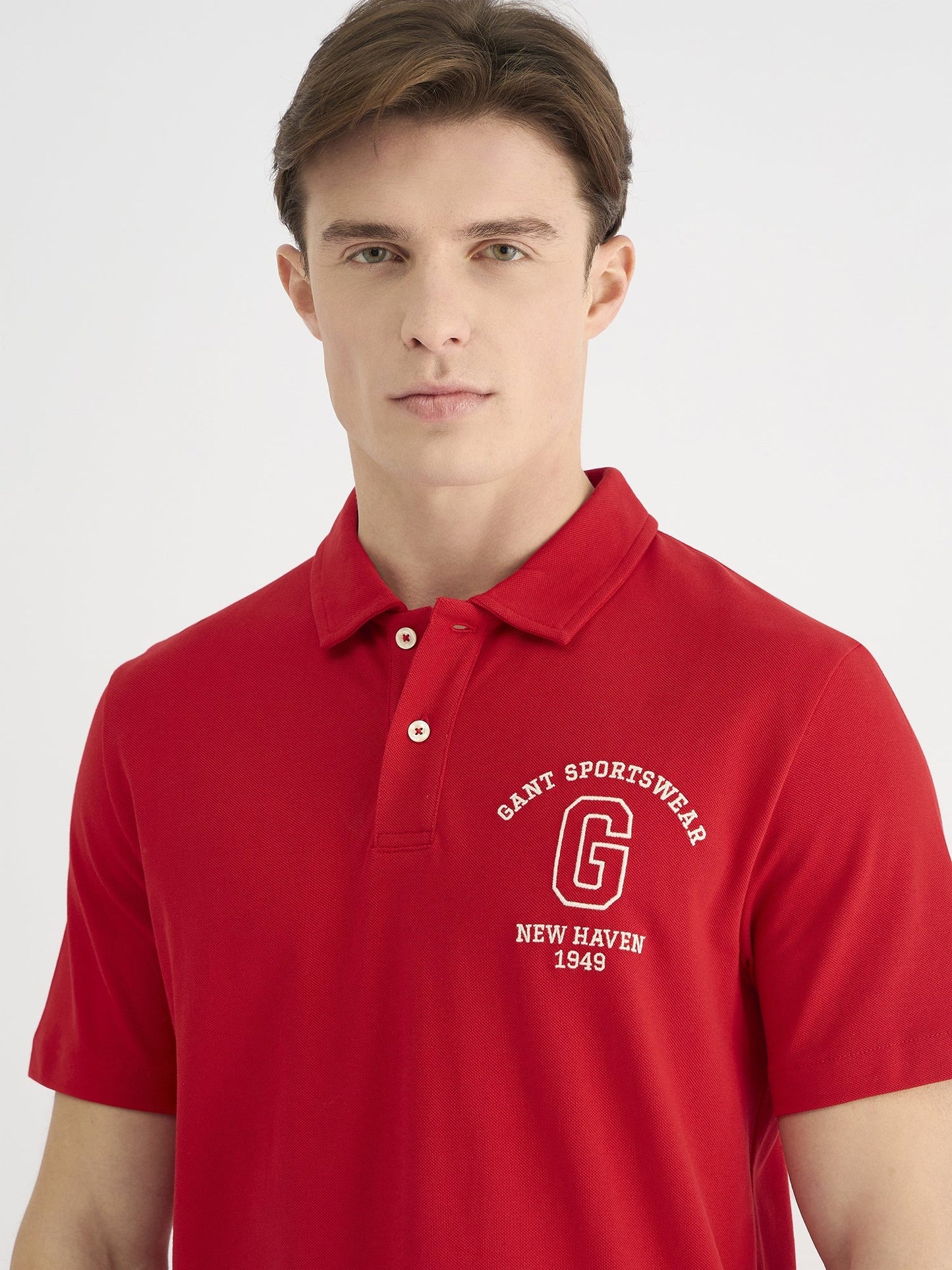 Gant Men Red Regular Fit Solid Polo Tshirt