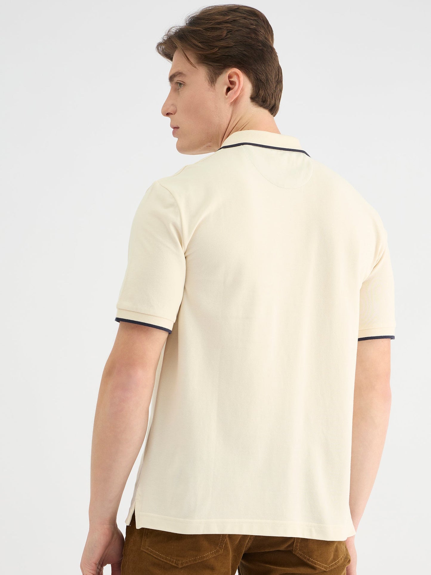 Gant Men Cream Regular Fit Solid Polo Tshirt