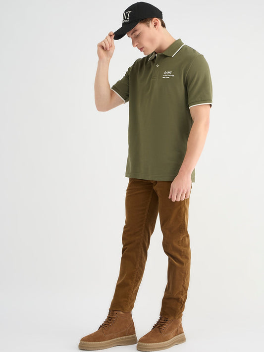 Gant Men Green Regular Fit Solid Polo Tshirt