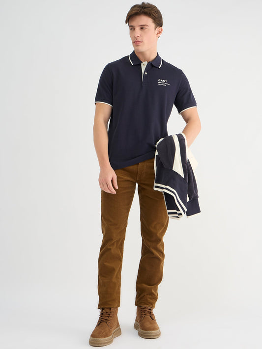 Gant Men Blue Regular Fit Solid Polo Tshirt