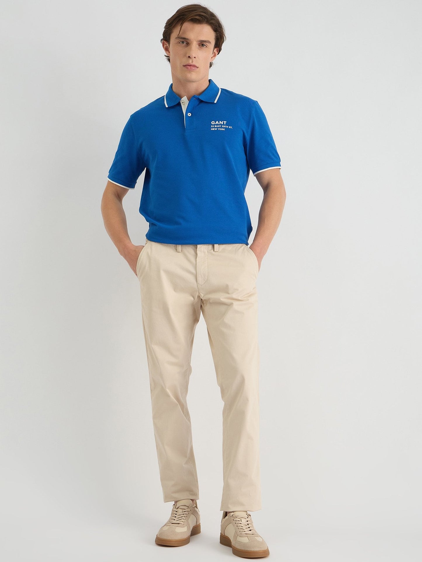 Gant Men Blue Regular Fit Solid Polo Tshirt