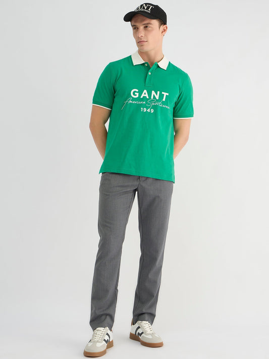 Gant Men Green Regular Fit Solid Polo Tshirt