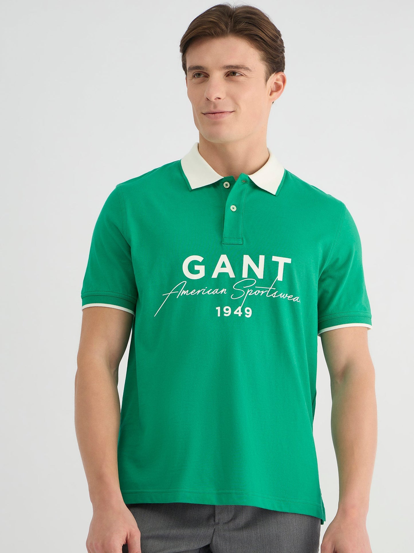 Gant Men Green Regular Fit Solid Polo Tshirt