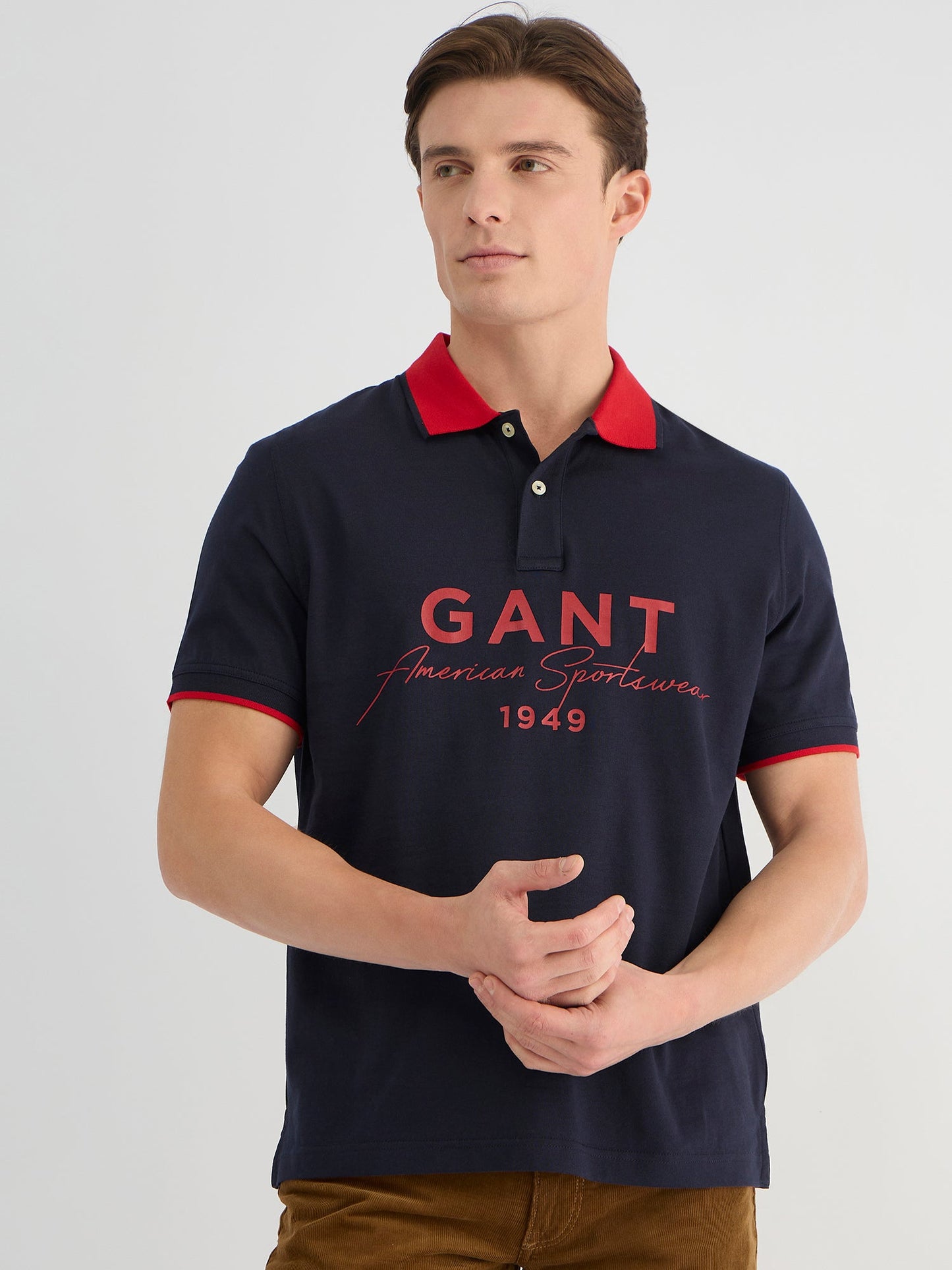 Gant Men Blue Regular Fit Solid Polo Tshirt