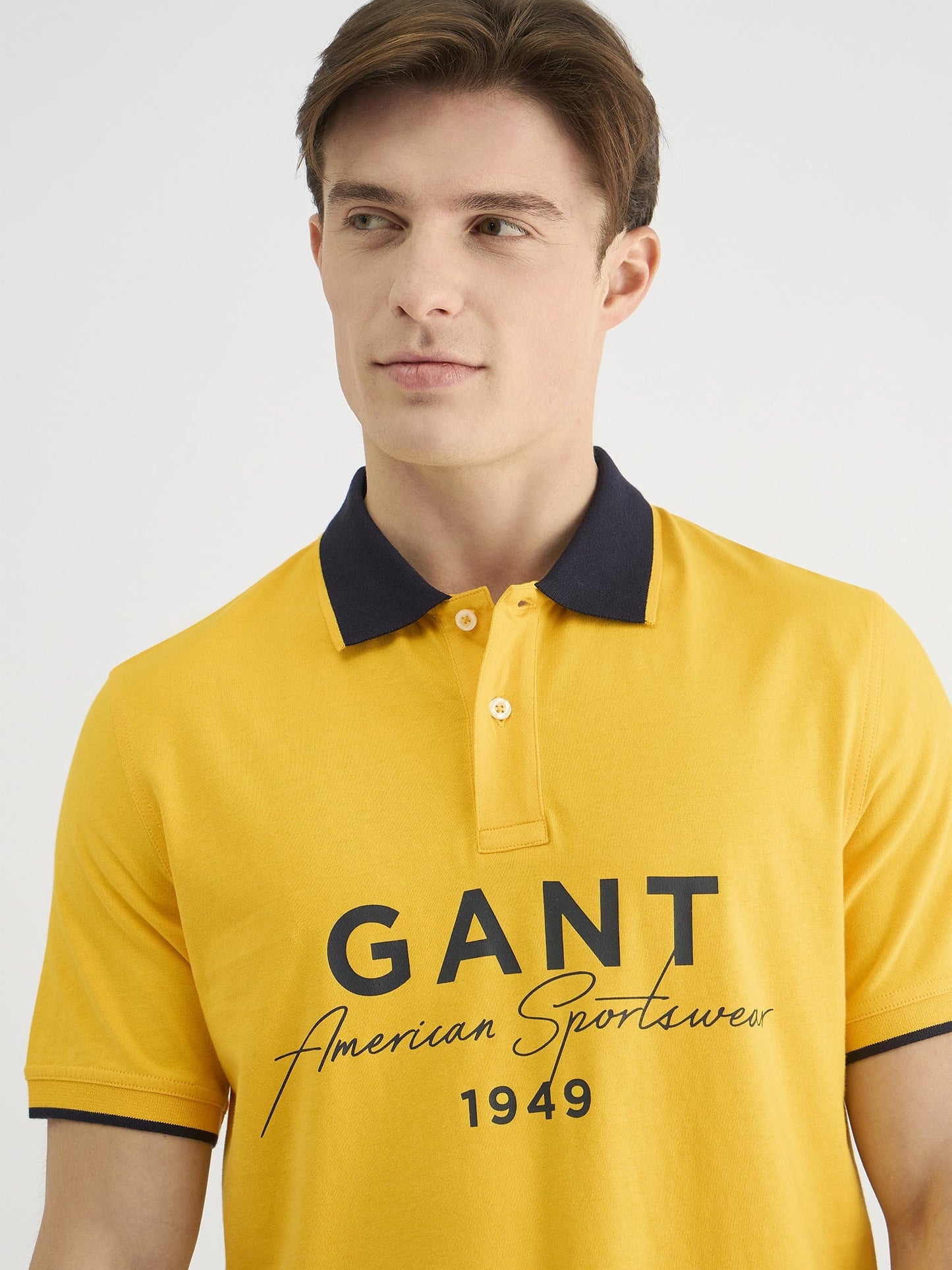 Gant Men Yellow Regular Fit Solid Polo Tshirt