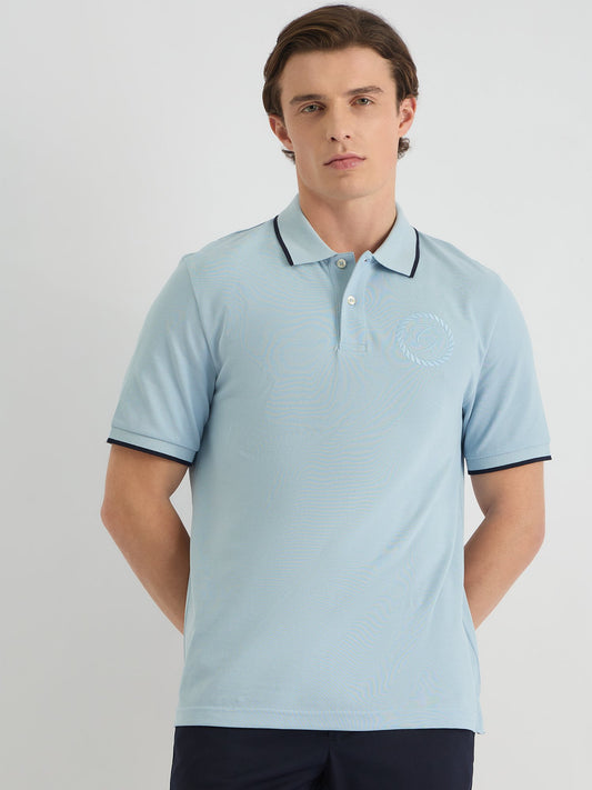 Gant Men Blue Regular Fit Solid Polo Tshirt