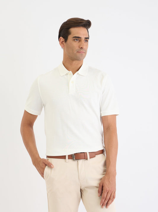 Gant Men White Solid Polo Tshirt