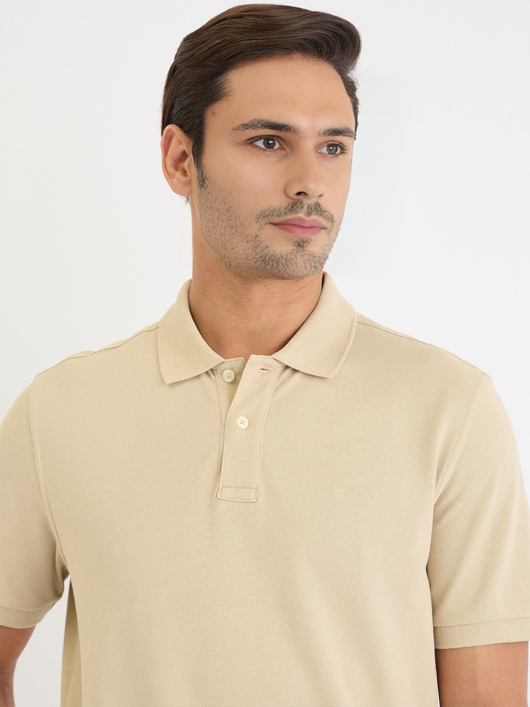Gant Men Beige Solid Polo Tshirt