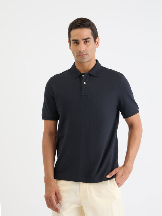 Gant Men Black Solid Polo Tshirt