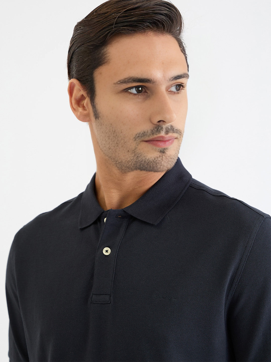 Gant Men Black Solid Polo Tshirt