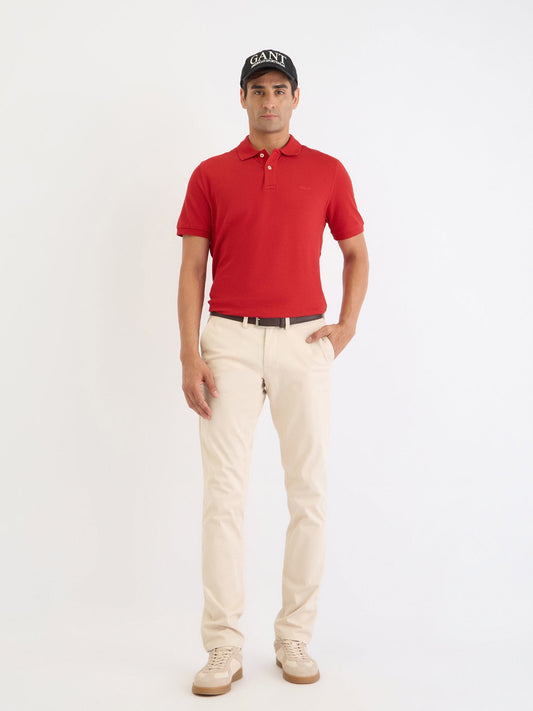 Gant Men Red Solid Polo Tshirt