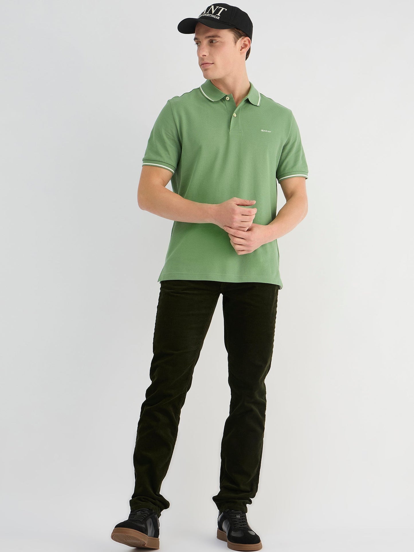 Gant Men Green Regular Fit Solid Polo Tshirt