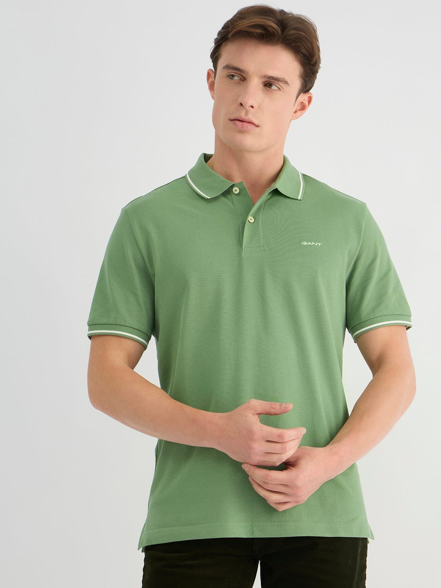 Gant Men Green Regular Fit Solid Polo Tshirt