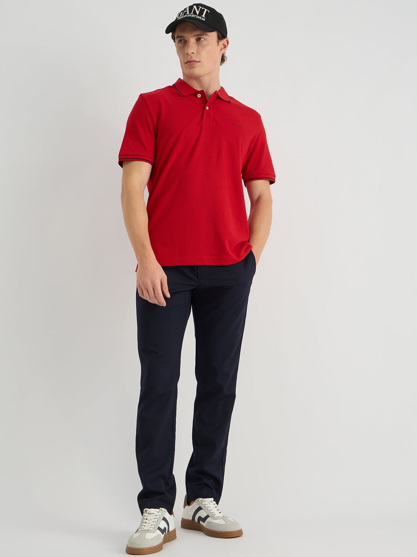 Gant Men Red Regular Fit Solid Polo Tshirt