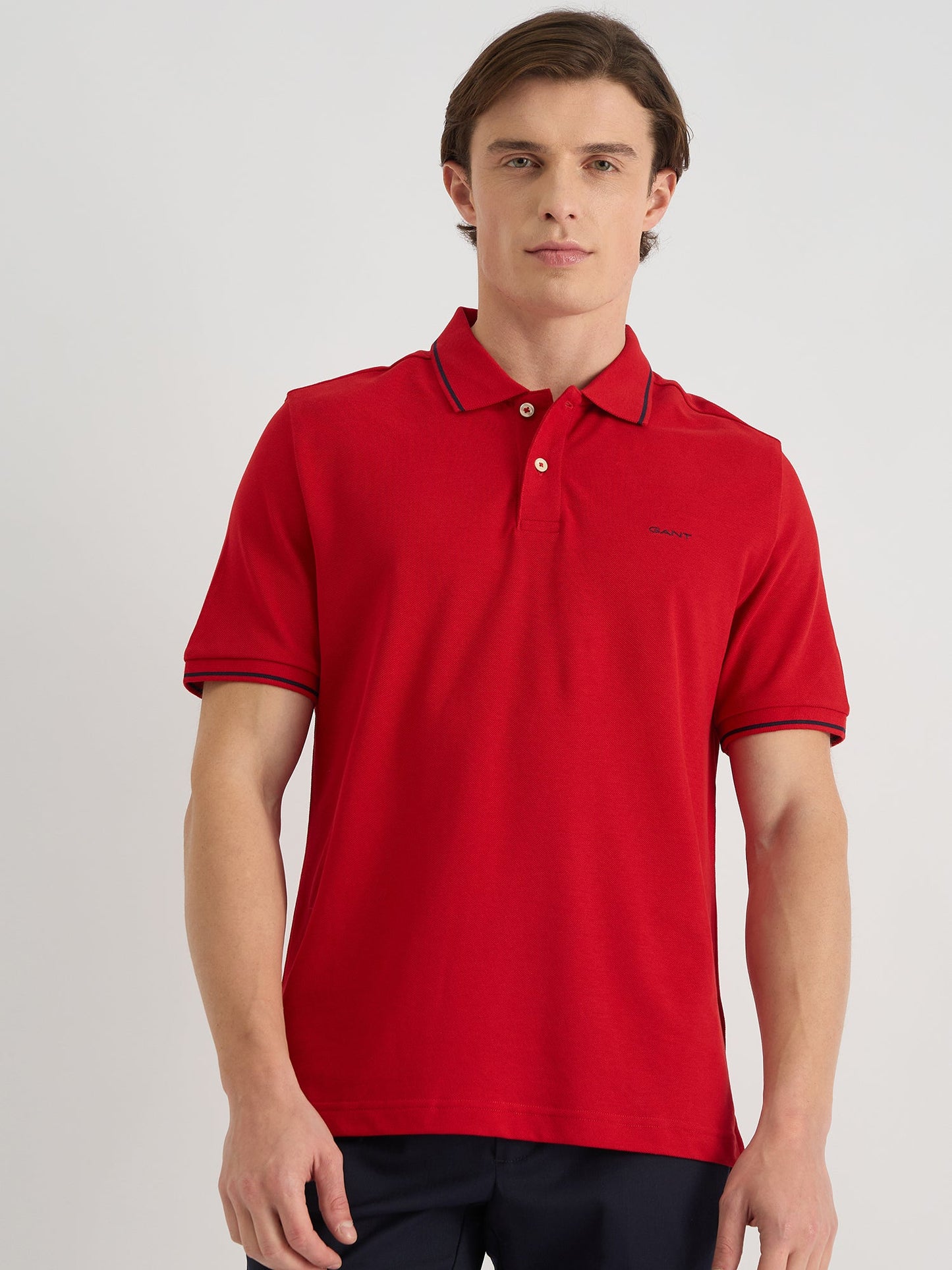 Gant Men Red Regular Fit Solid Polo Tshirt