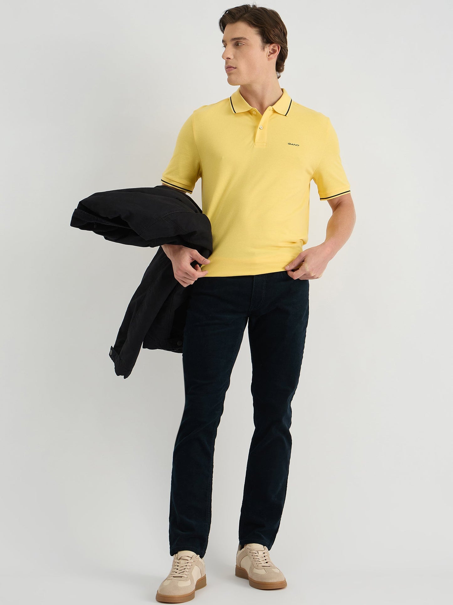 Gant Men Yellow Regular Fit Solid Polo Tshirt