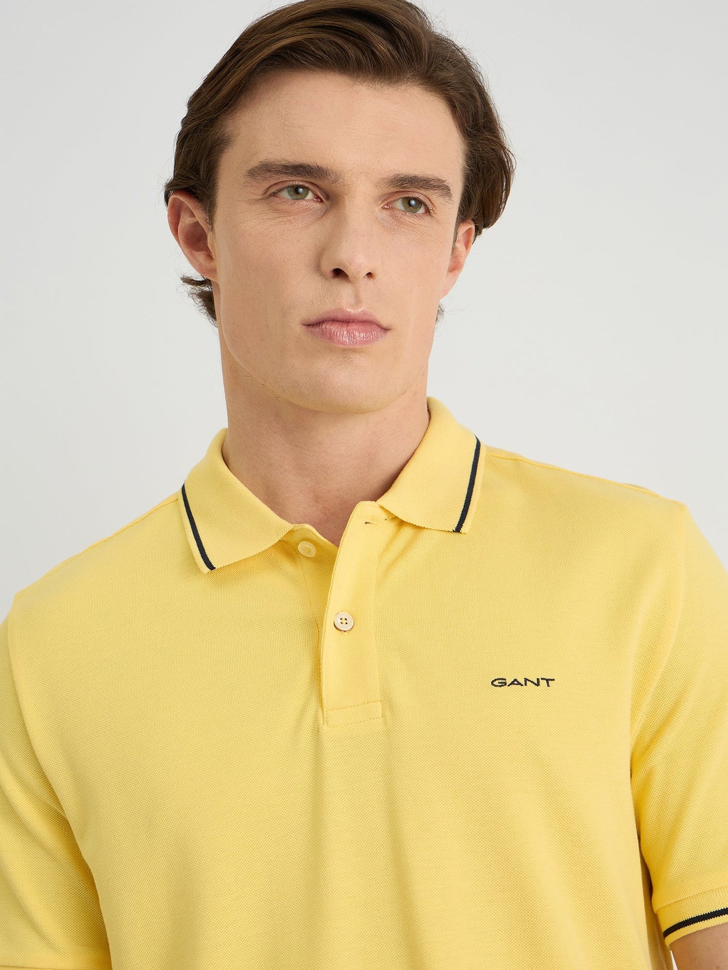 Gant Men Yellow Regular Fit Solid Polo Tshirt