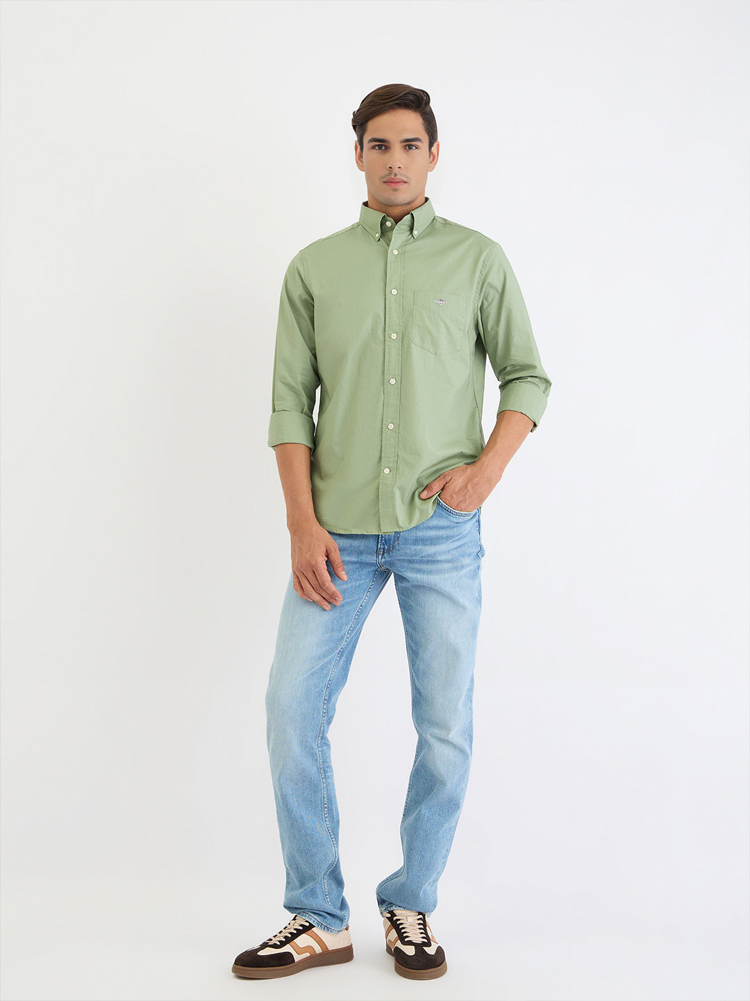 Gant Men Green Solid Collar Shirt