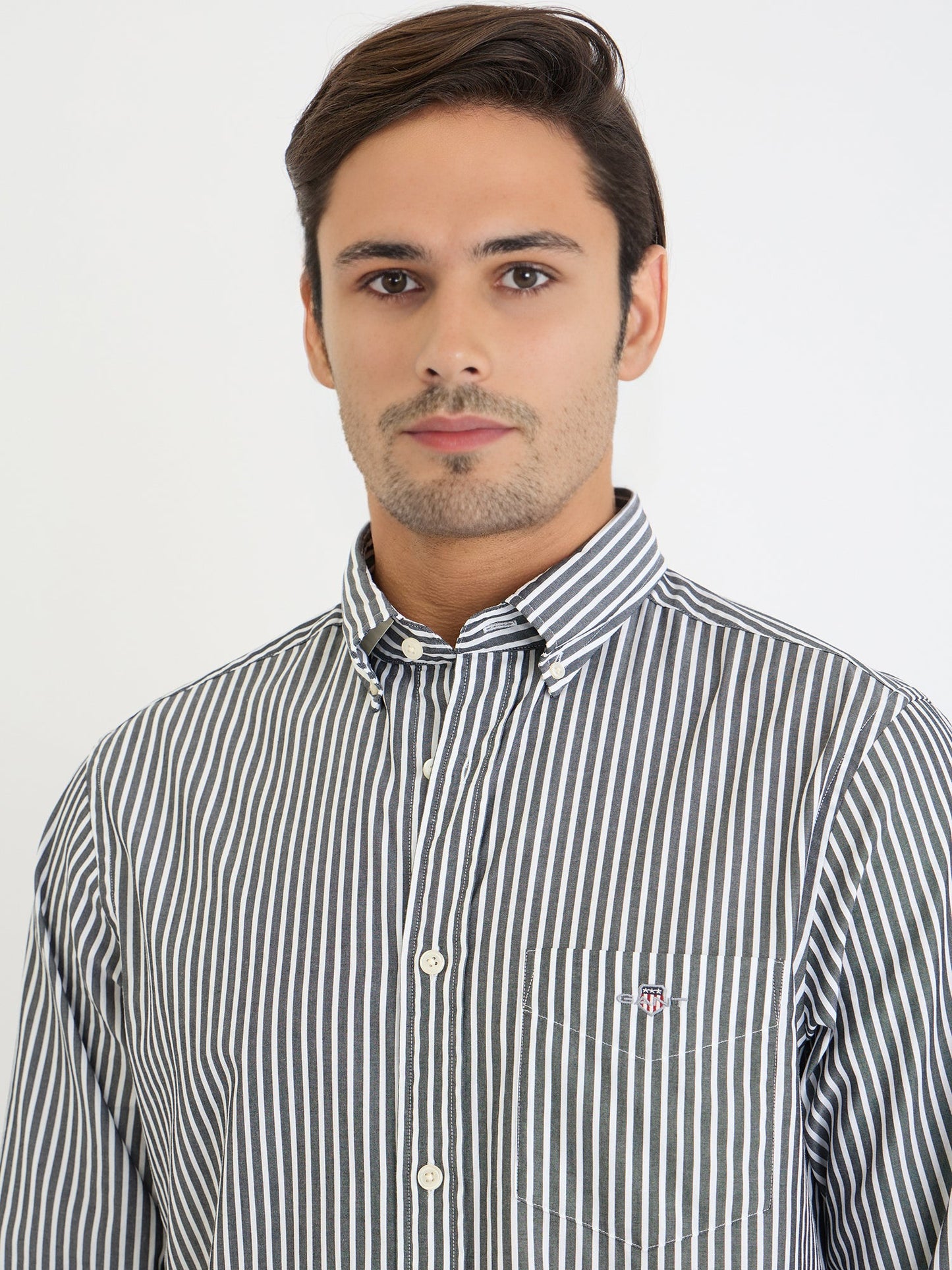 Gant Men Black Striped Collar Shirt