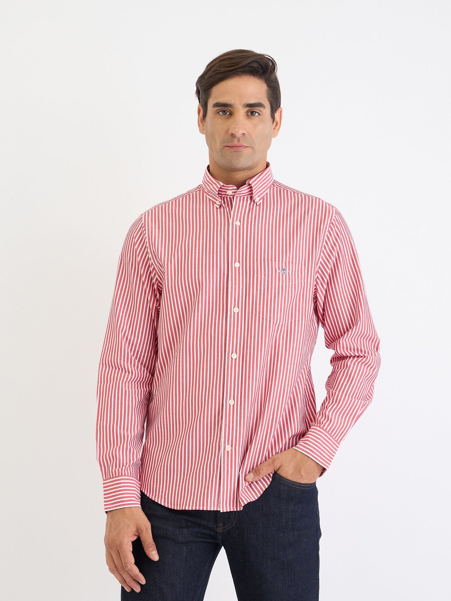 Gant Men Red Striped Collar Shirt