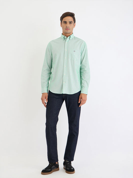 Gant Men Green Striped Collar Shirt