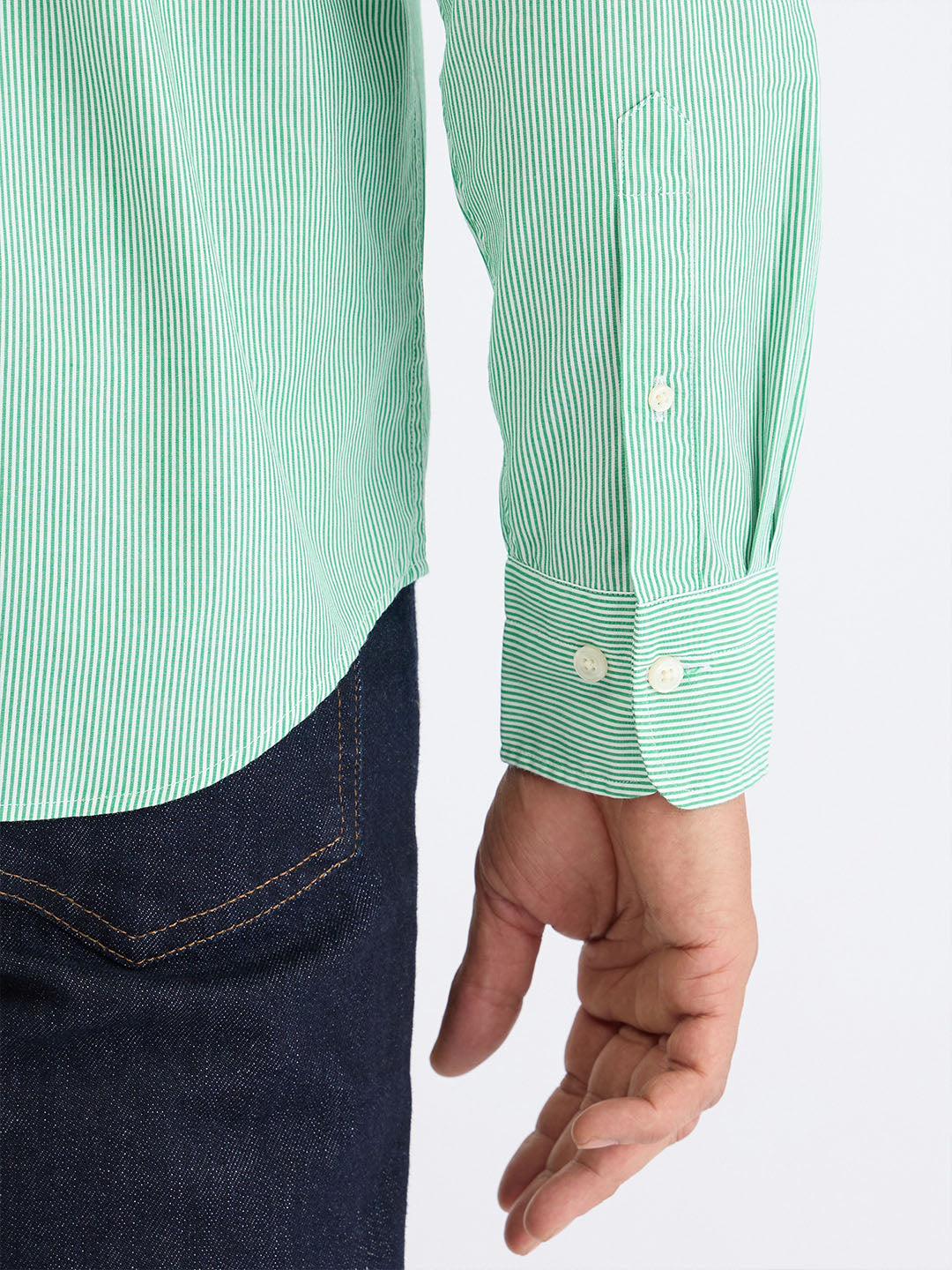 Gant Men Green Striped Collar Shirt