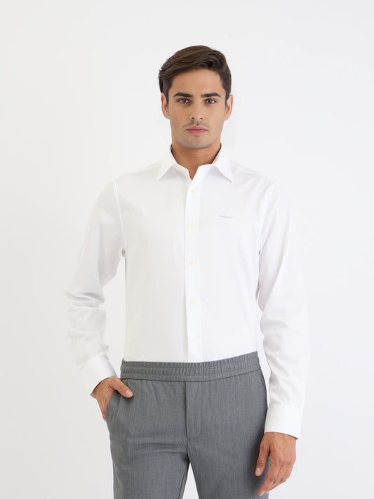 Gant Men White Solid Collar Shirt