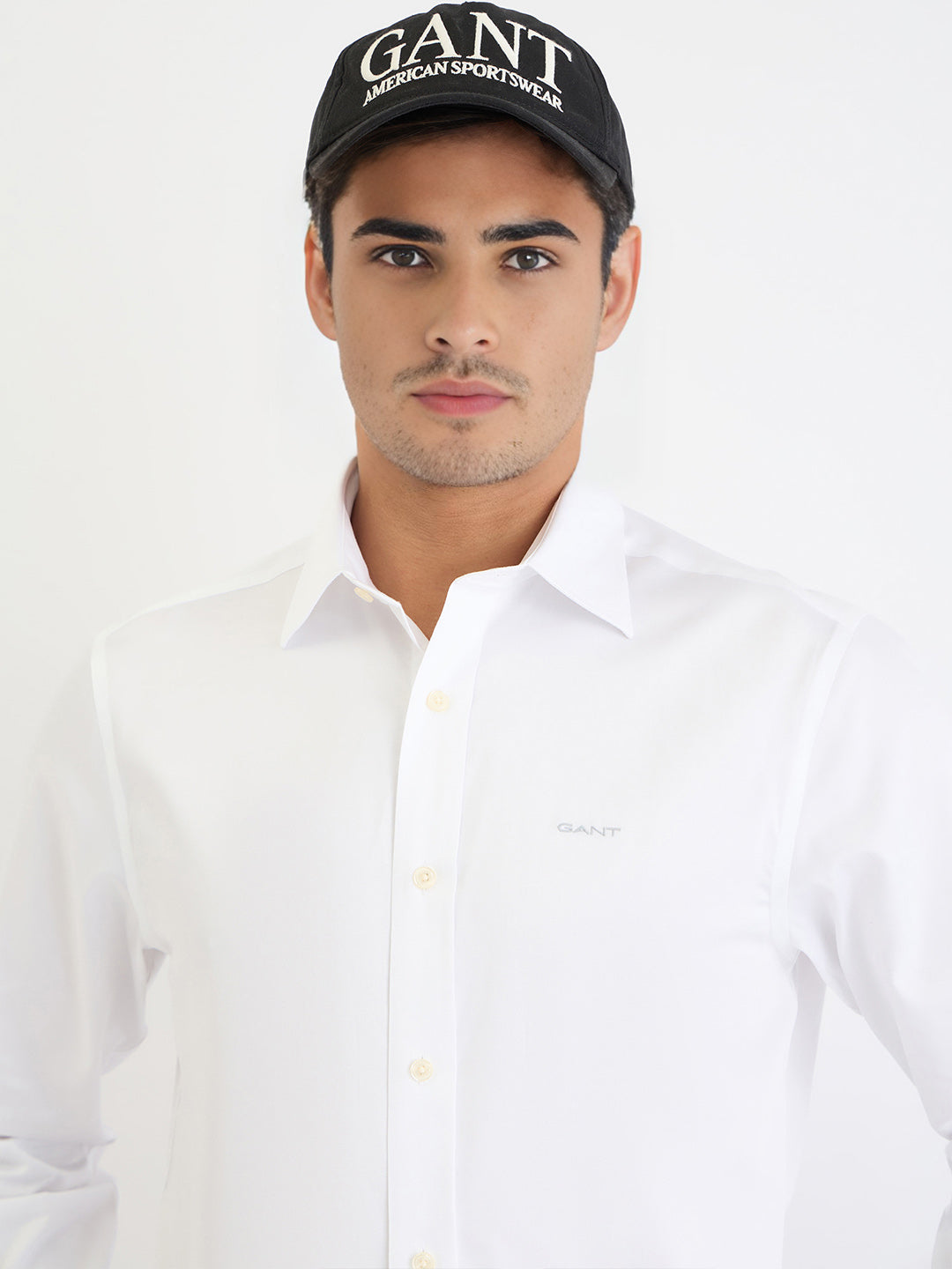 Gant Men White Solid Collar Shirt