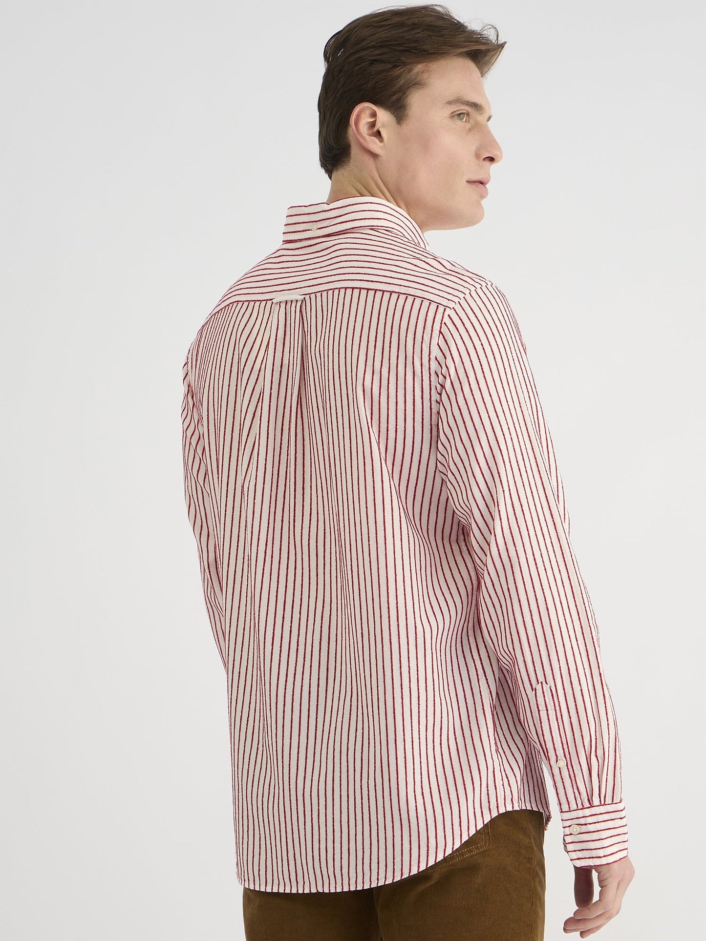 Gant Men Red Regular Fit Striped Collar Neck Shirt