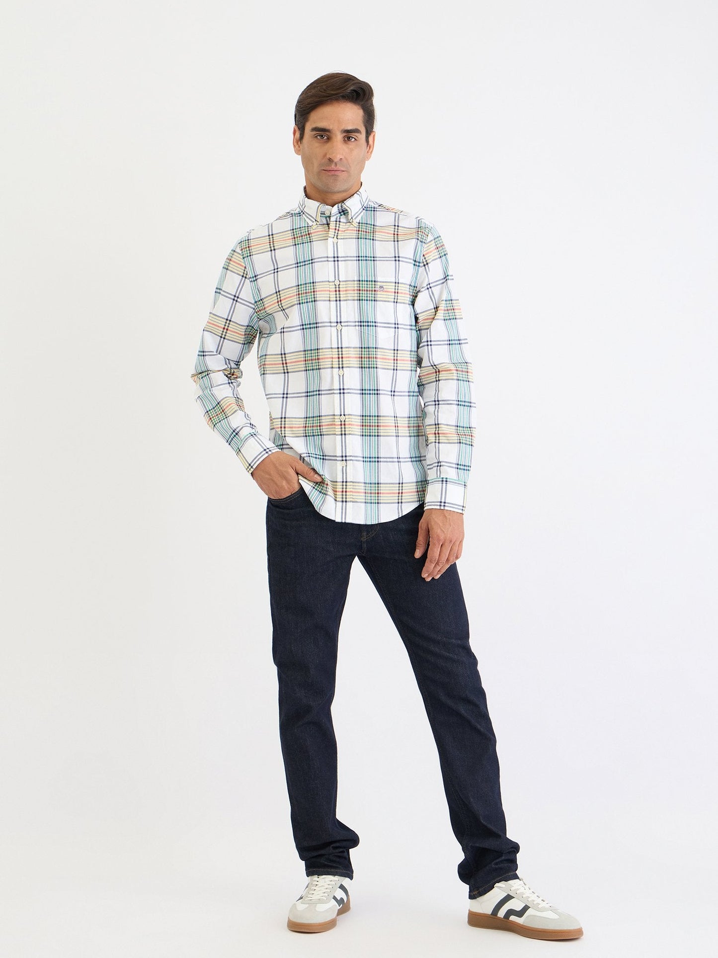 Gant Men White Check Collar Shirt