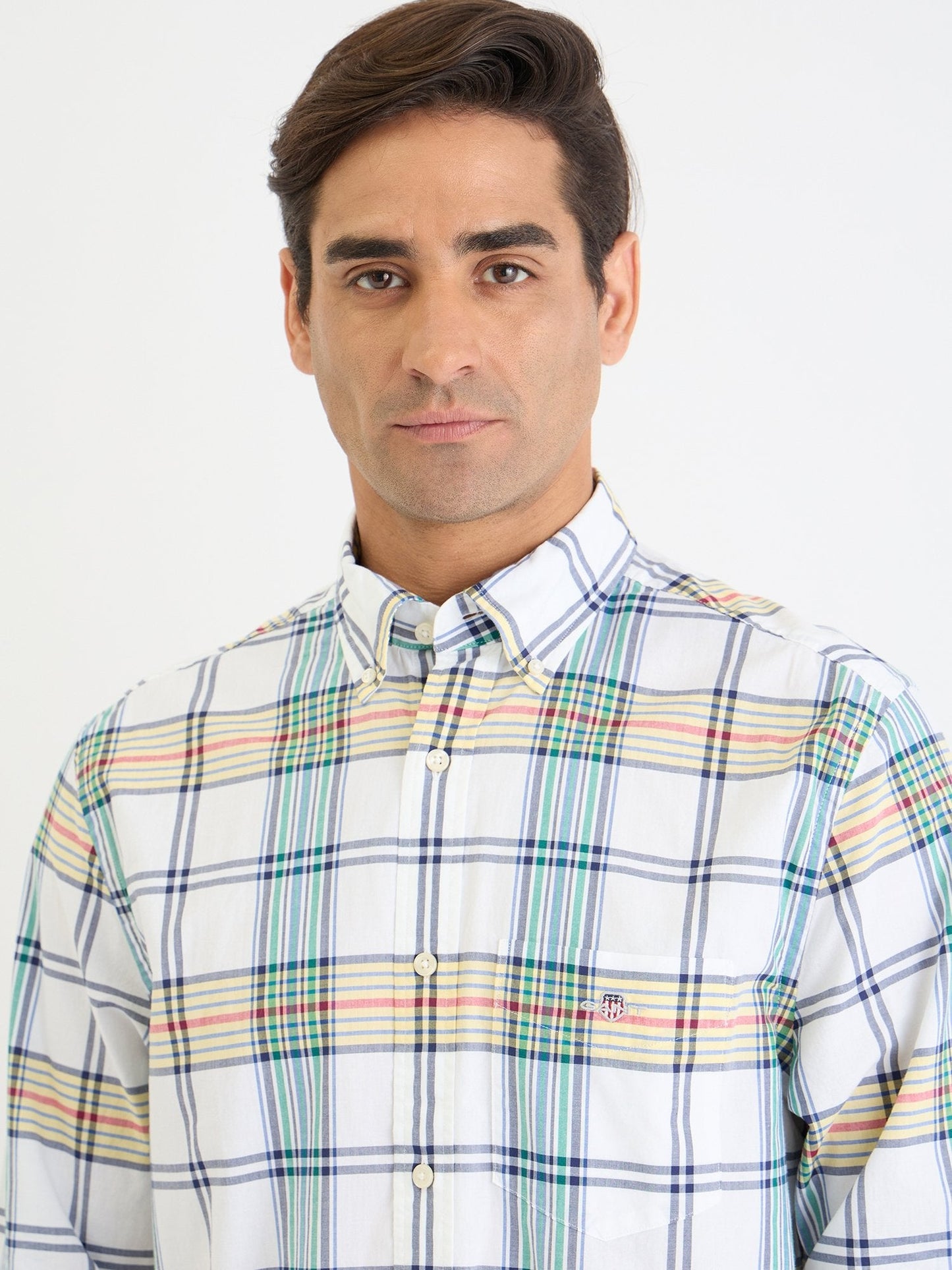 Gant Men White Check Collar Shirt
