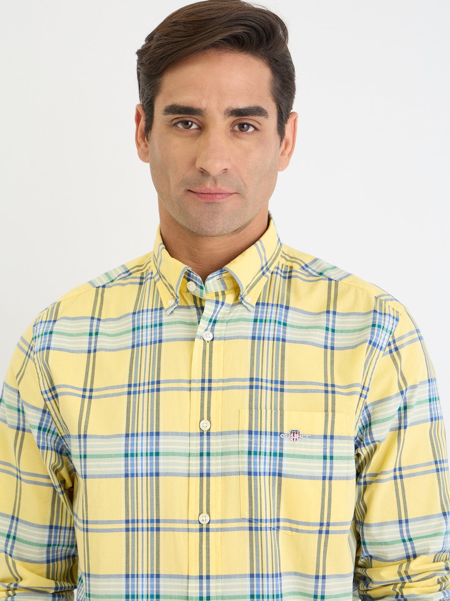 Gant Men Yellow Check Collar Shirt