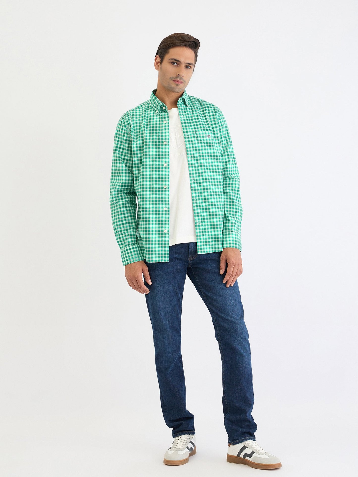 Gant Men Green Check Collar Shirt