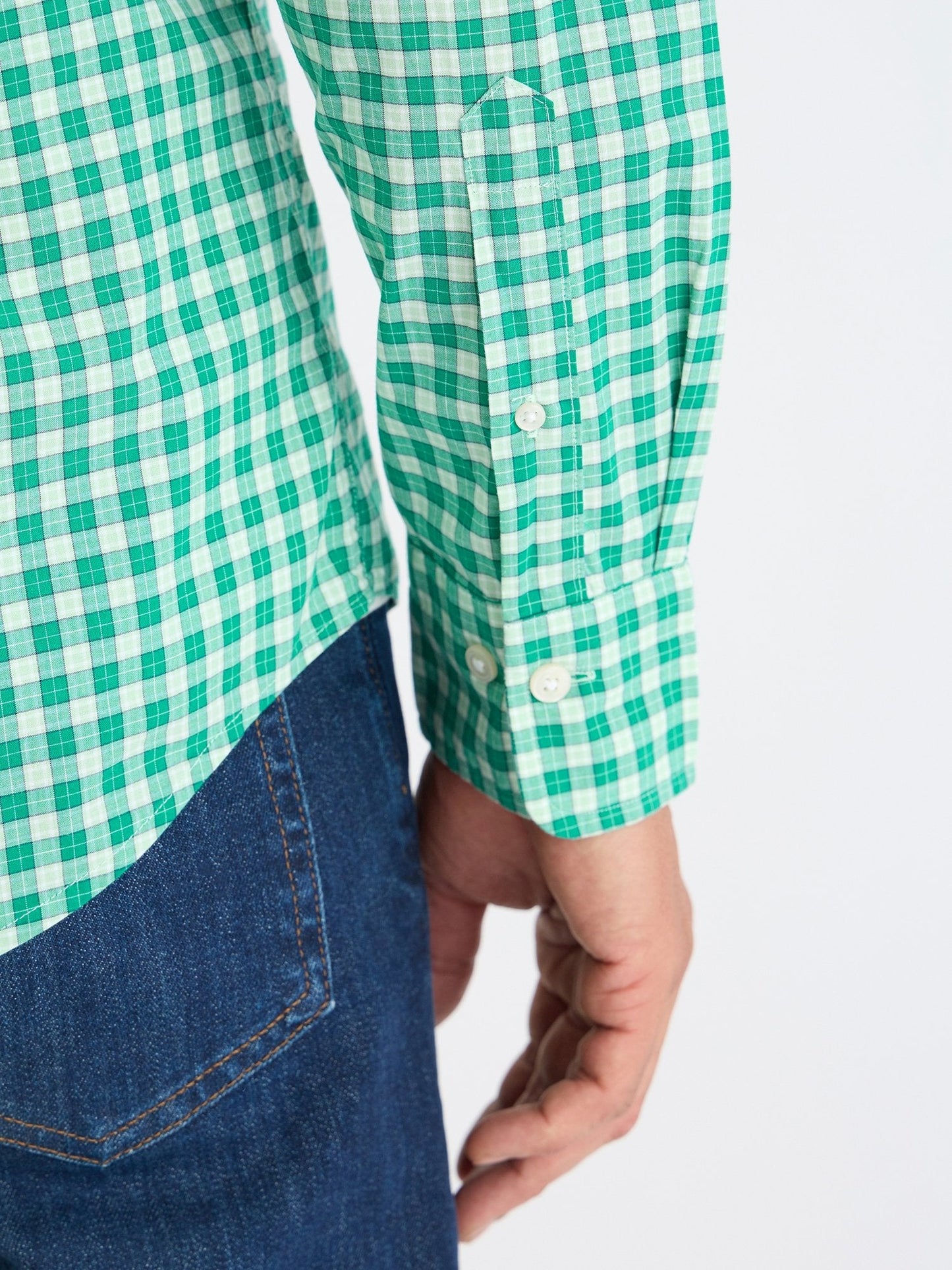Gant Men Green Check Collar Shirt