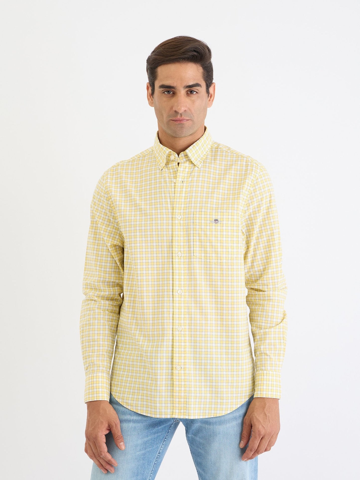 Gant Men Yellow Check Collar Shirt