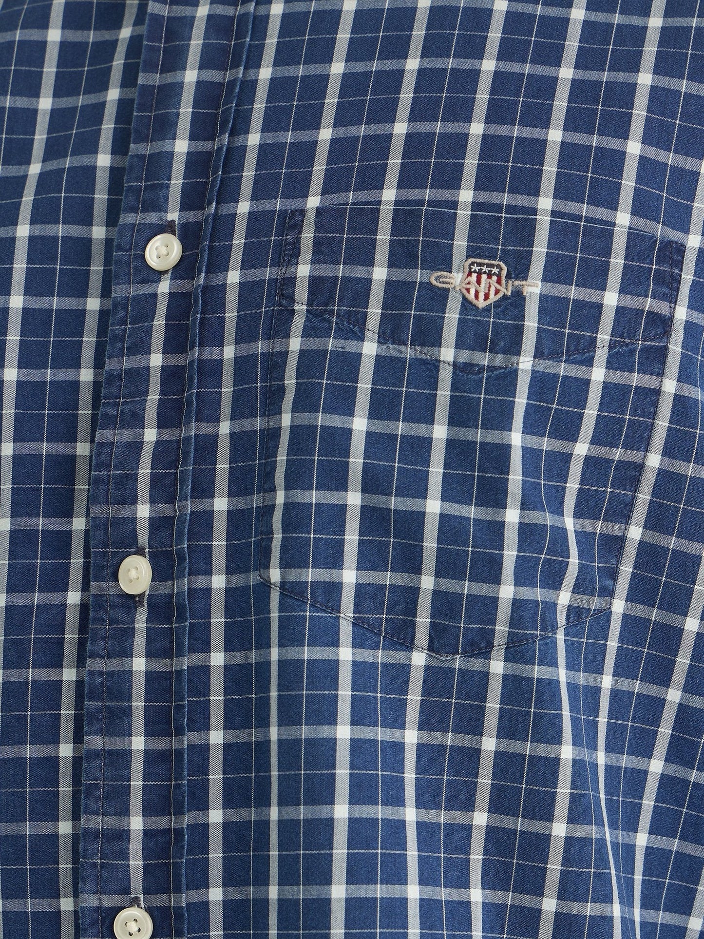 Gant Men Blue Regular Fit Checks Collar Neck Shirt