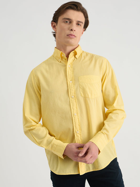 Gant Men Yellow Regular Fit Solid Polo Shirt