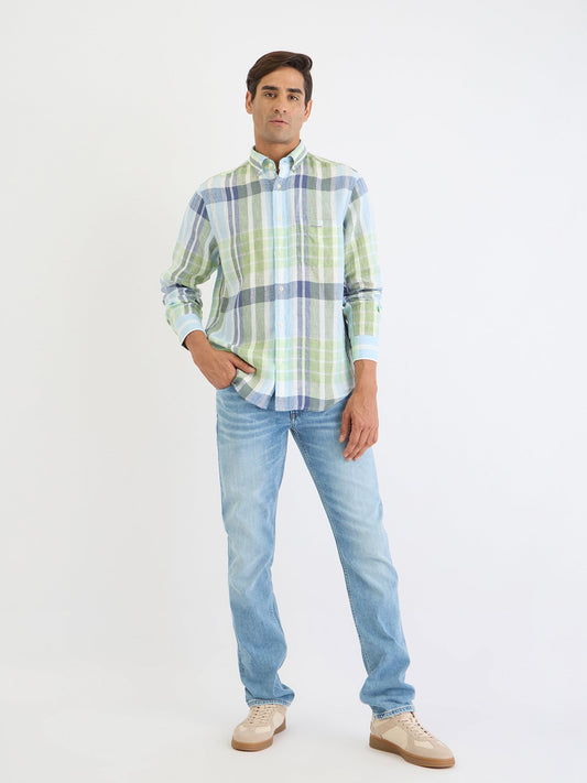 Gant Men Green Check Collar Shirt