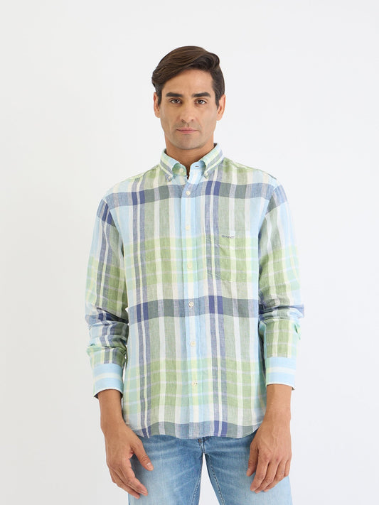 Gant Men Green Check Collar Shirt