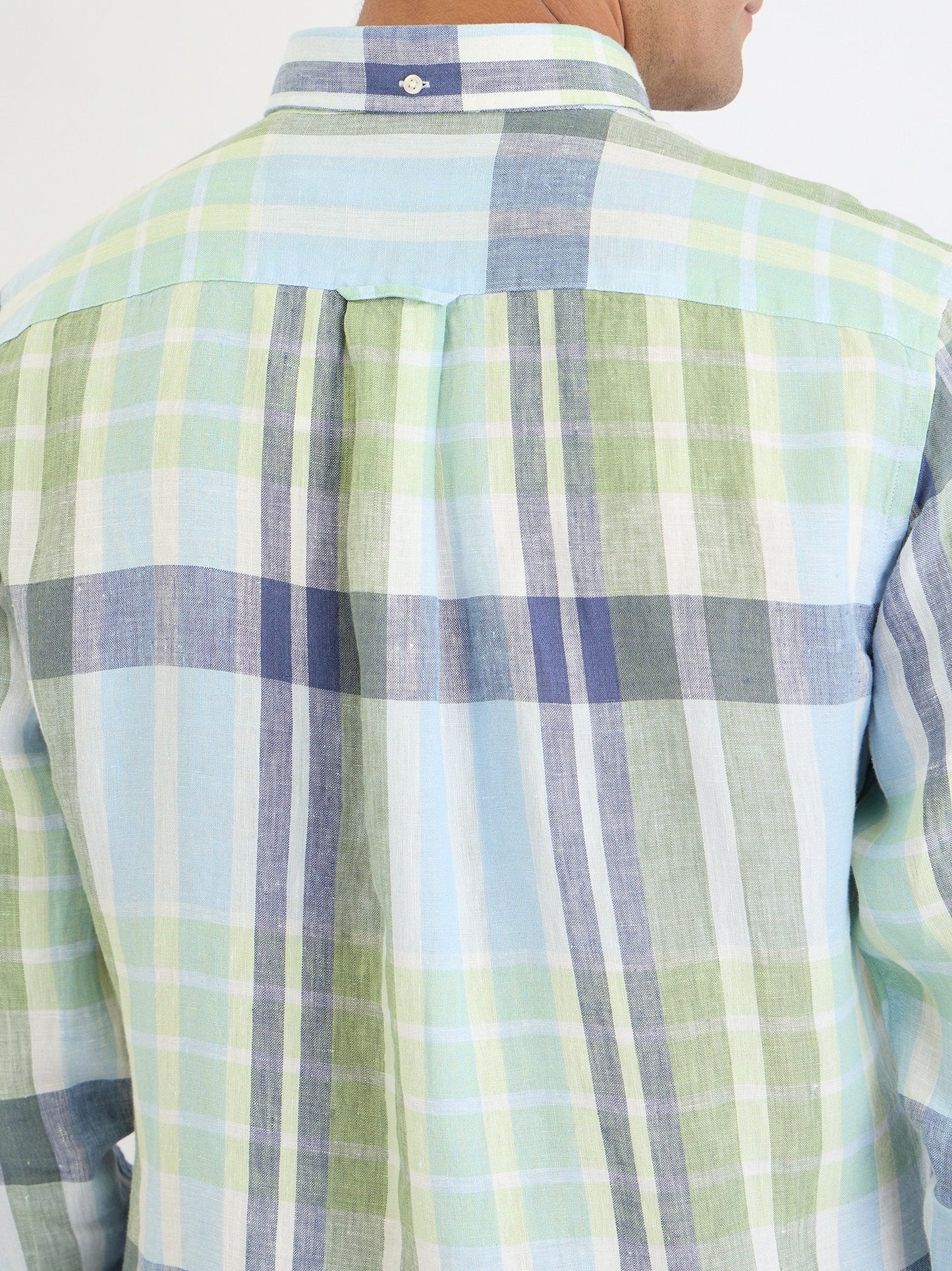 Gant Men Green Check Collar Shirt
