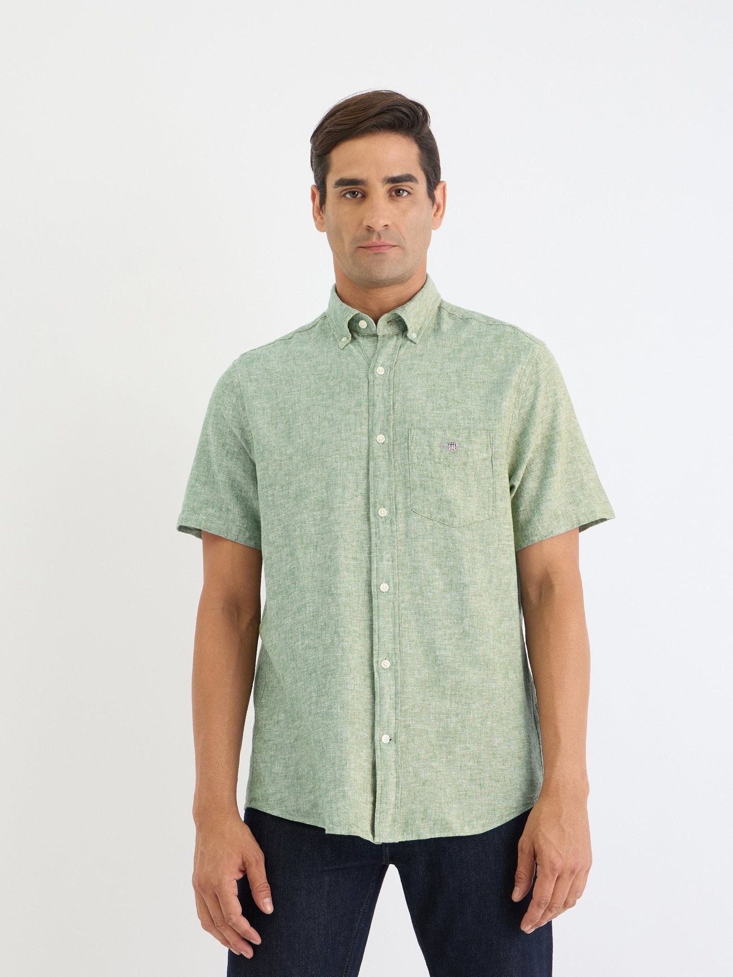 Gant Men Green Solid Collar Shirt