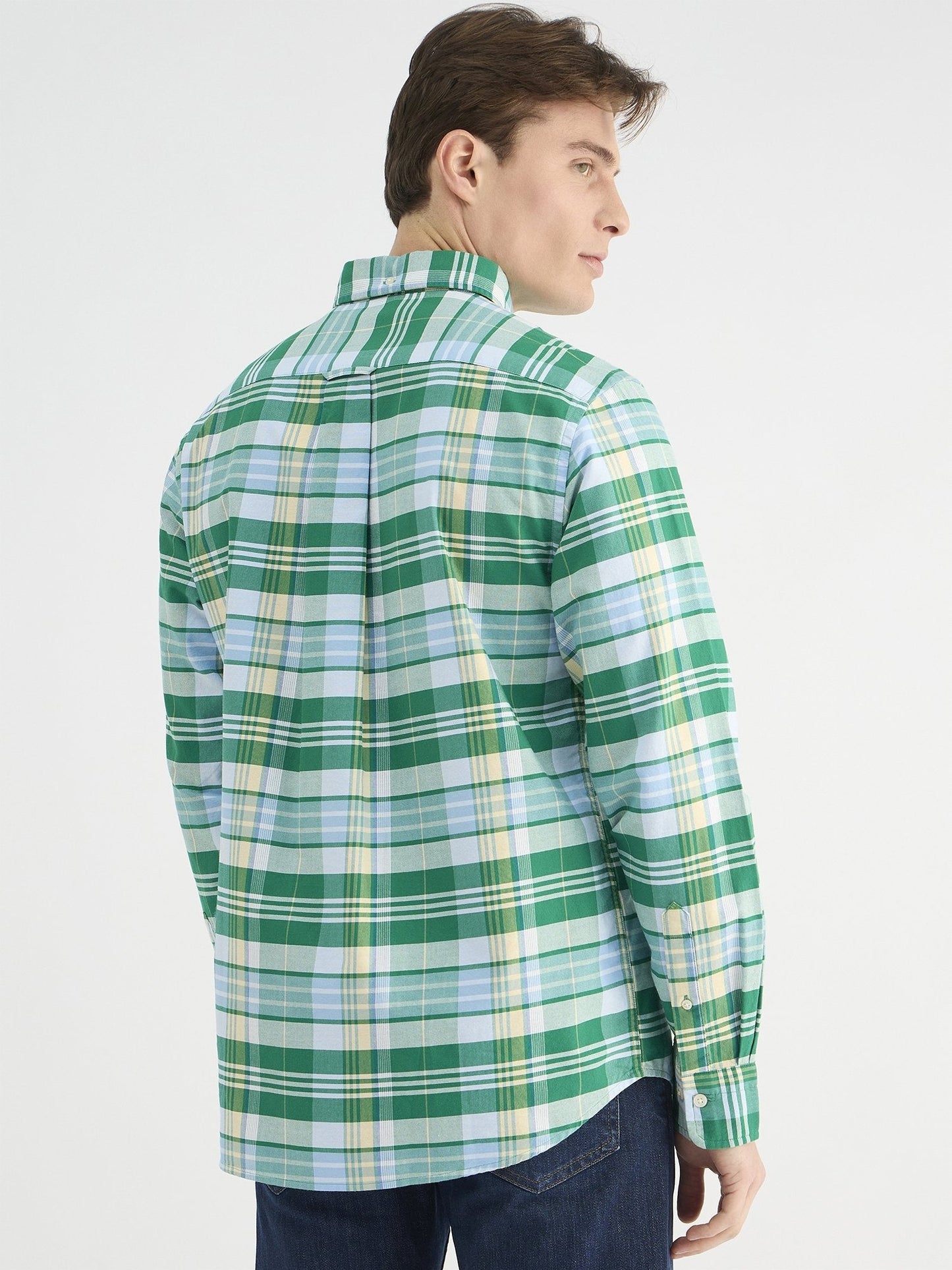 Gant Men Green Regular Fit Checks Collar Neck Shirt
