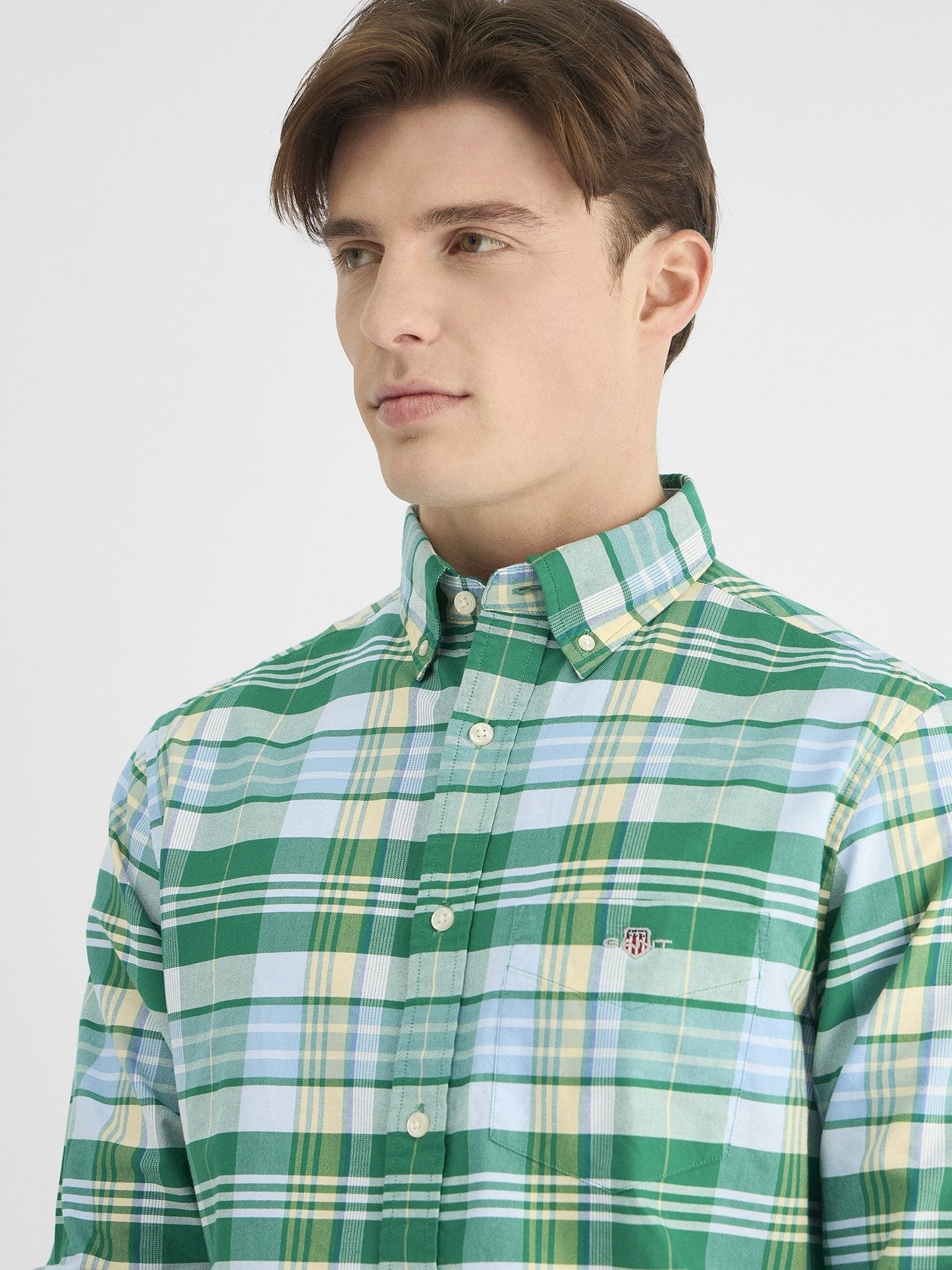 Gant Men Green Regular Fit Checks Collar Neck Shirt